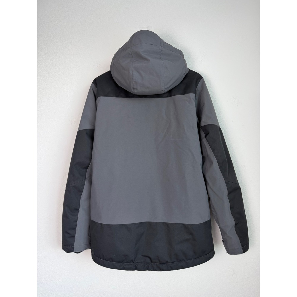 Eddie Bauer Mens Nylon WeatherEdge Plus Ski Jacket S Grey Hooded Powder Skirt - Picture 2 of 12
